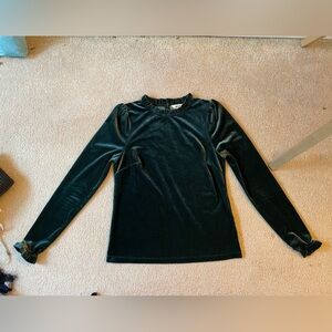 Boden Dark Green Velvet Long Sleeve Top